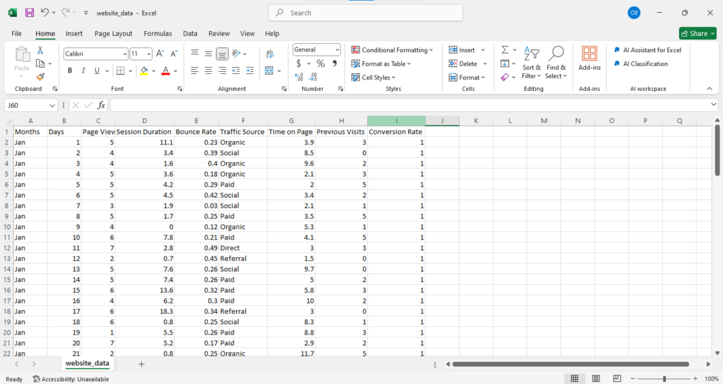 picture of a clean data in excel spreadsheet 